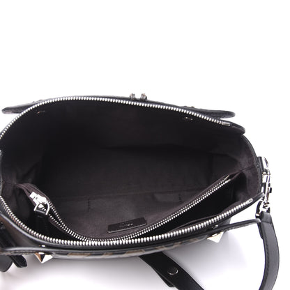 Fendi Vitello Dolce Bi-Color FF 1974 Embossed Medium By The Way Boston Bag Black Maya 4 of 12