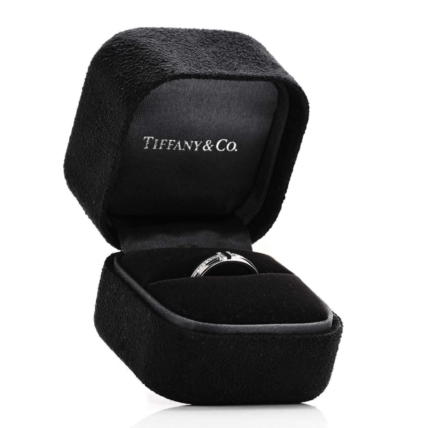 18K White Gold Diamond Narrow T Two Ring 49 5