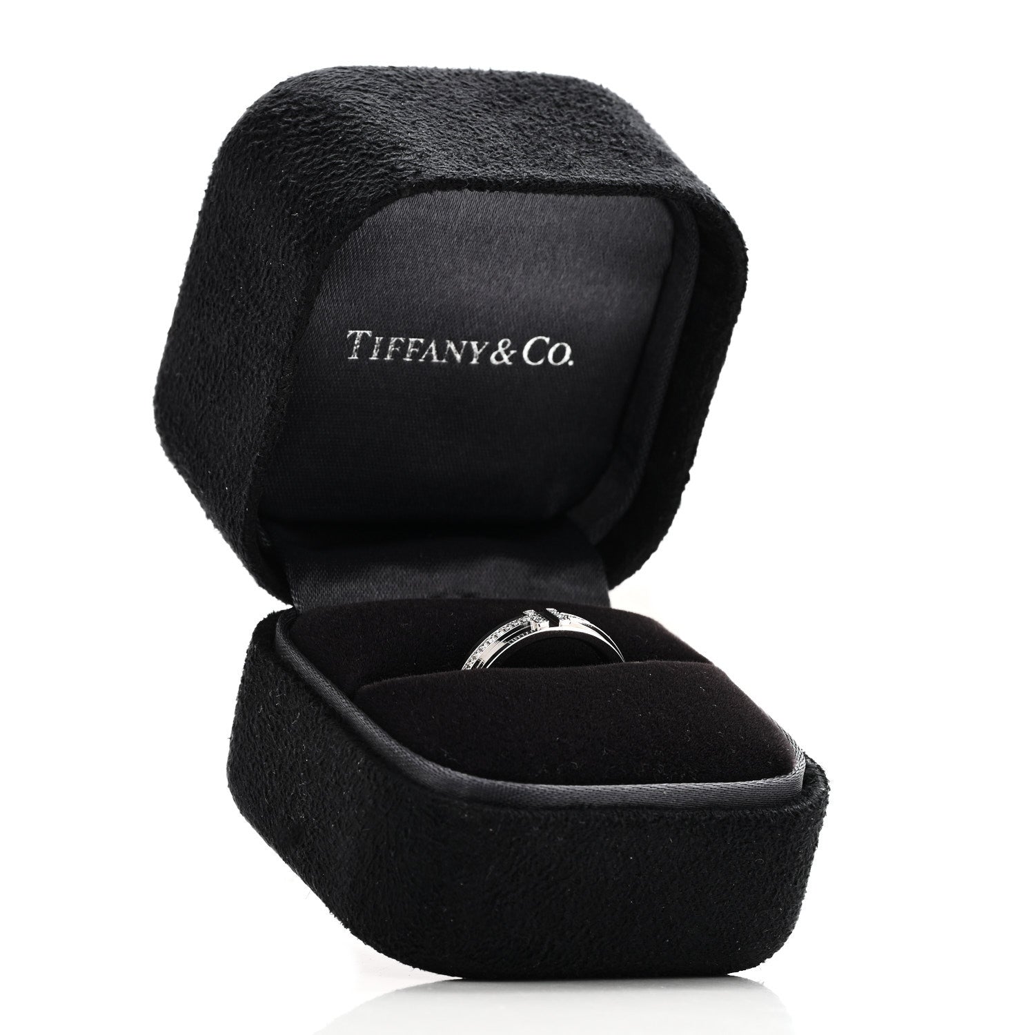 Tiffany 18K White Gold Diamond Narrow T Two Ring 49 5 5 of 5