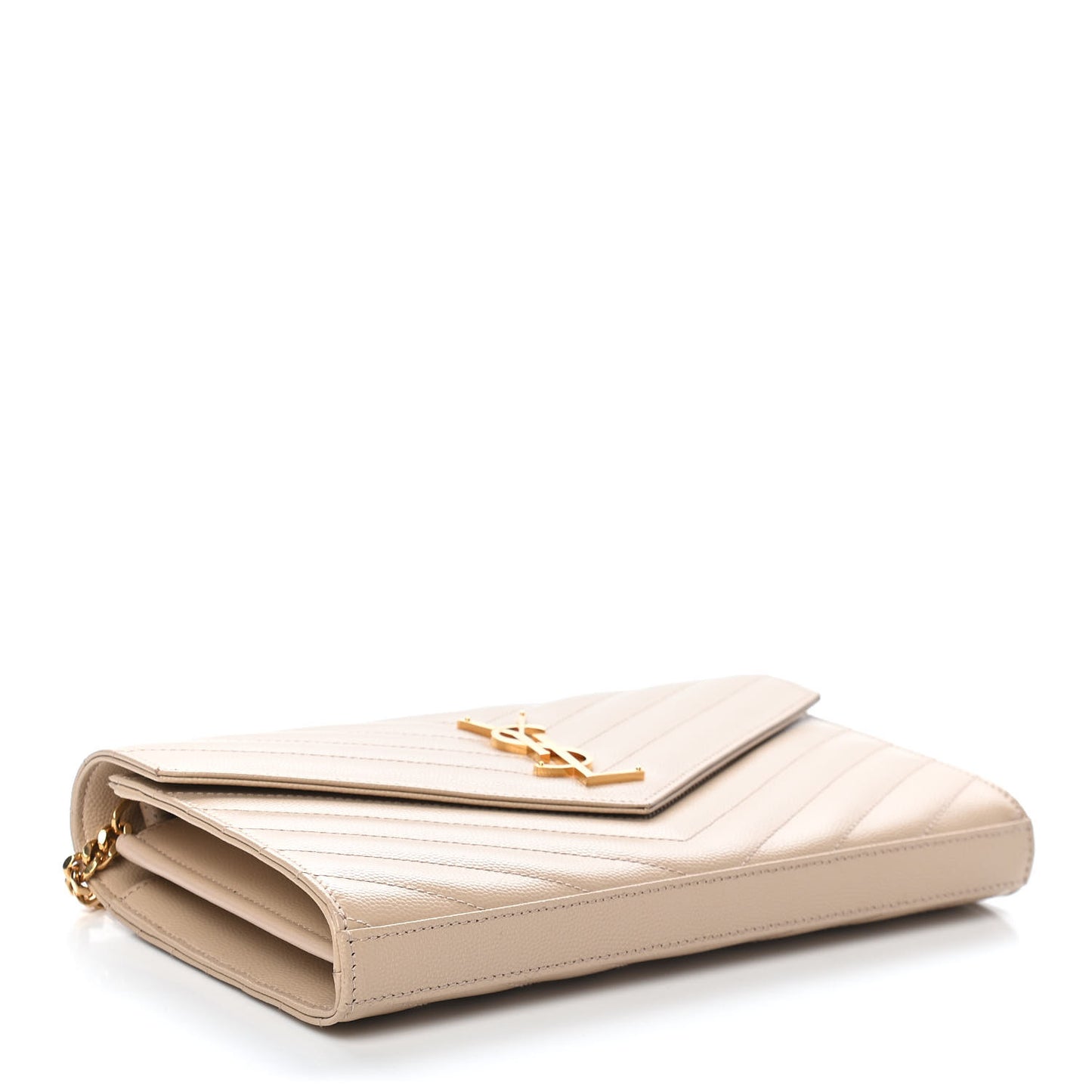 Grain De Poudre Matelasse Chevron Monogram Chain Wallet Nude Powder