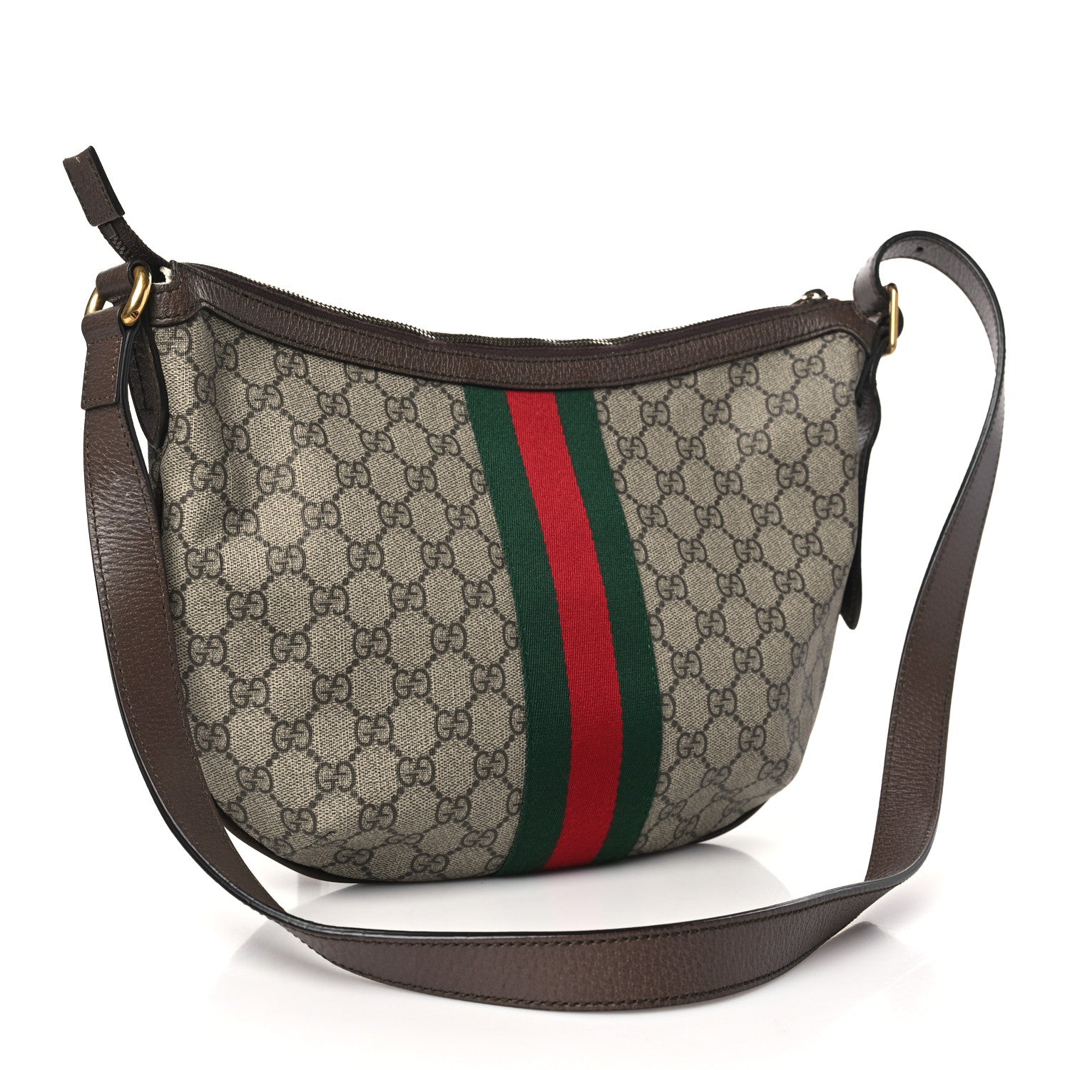 Gucci GG Supreme Monogram Web Small Ophidia Half Moon Hobo Brown 3 of 14