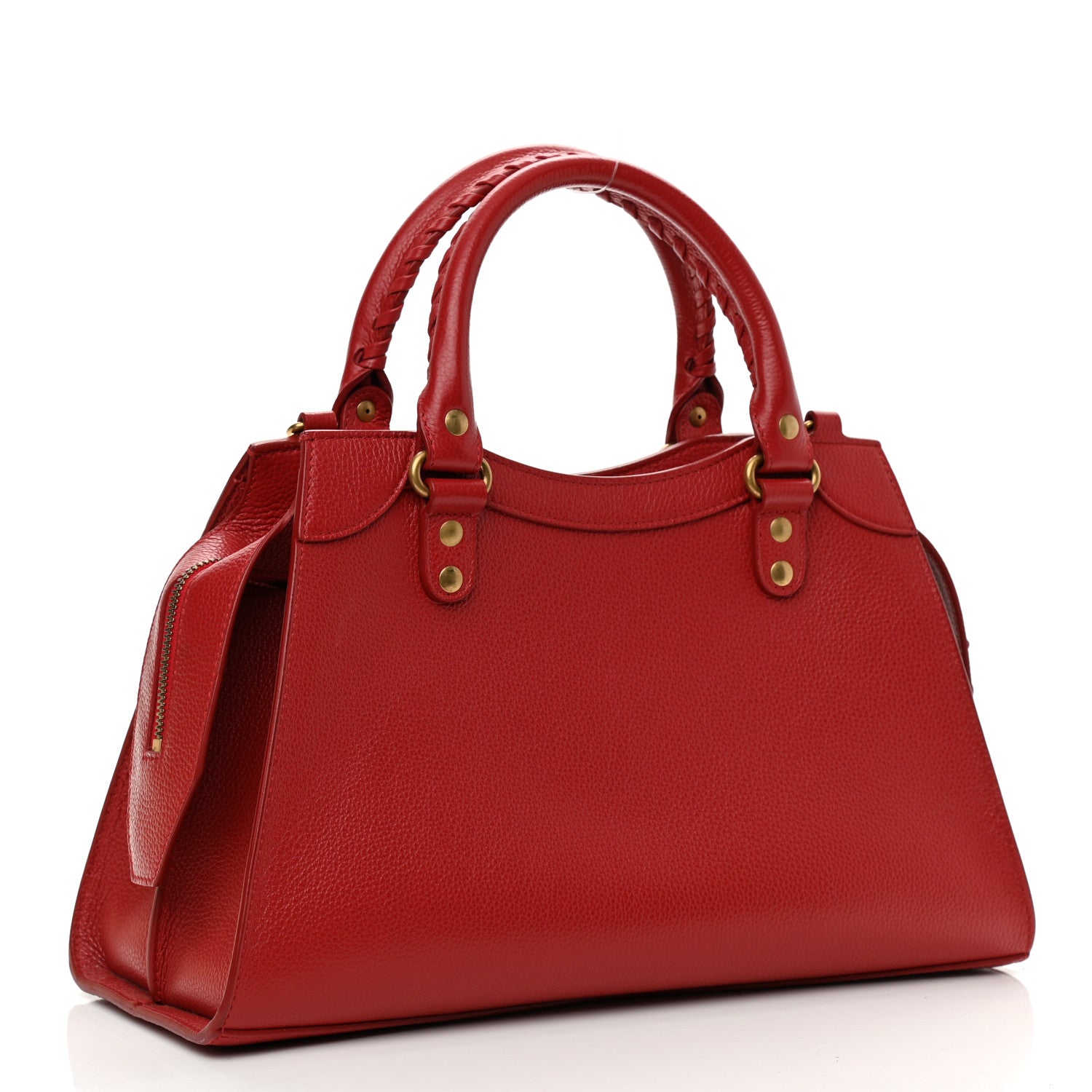 Balenciaga Grained Calfskin Neo Classic Gold Hardware S City Medium Red 3 of 10