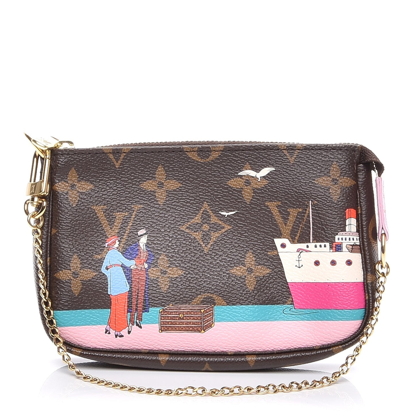 Monogram 2016 Christmas Animation Mini Pochette Accessories Rose Ballerine