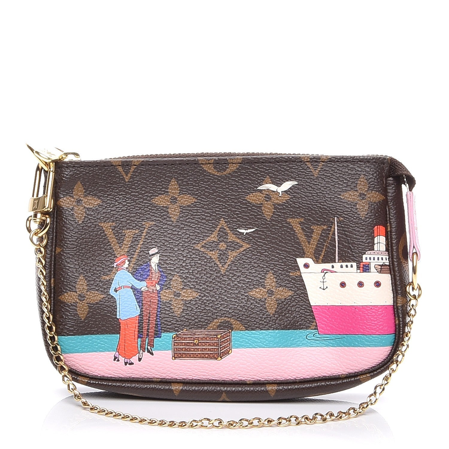 Louis Vuitton Monogram 2016 Christmas Animation Mini Pochette Accessories Rose Ballerine 1 of 7