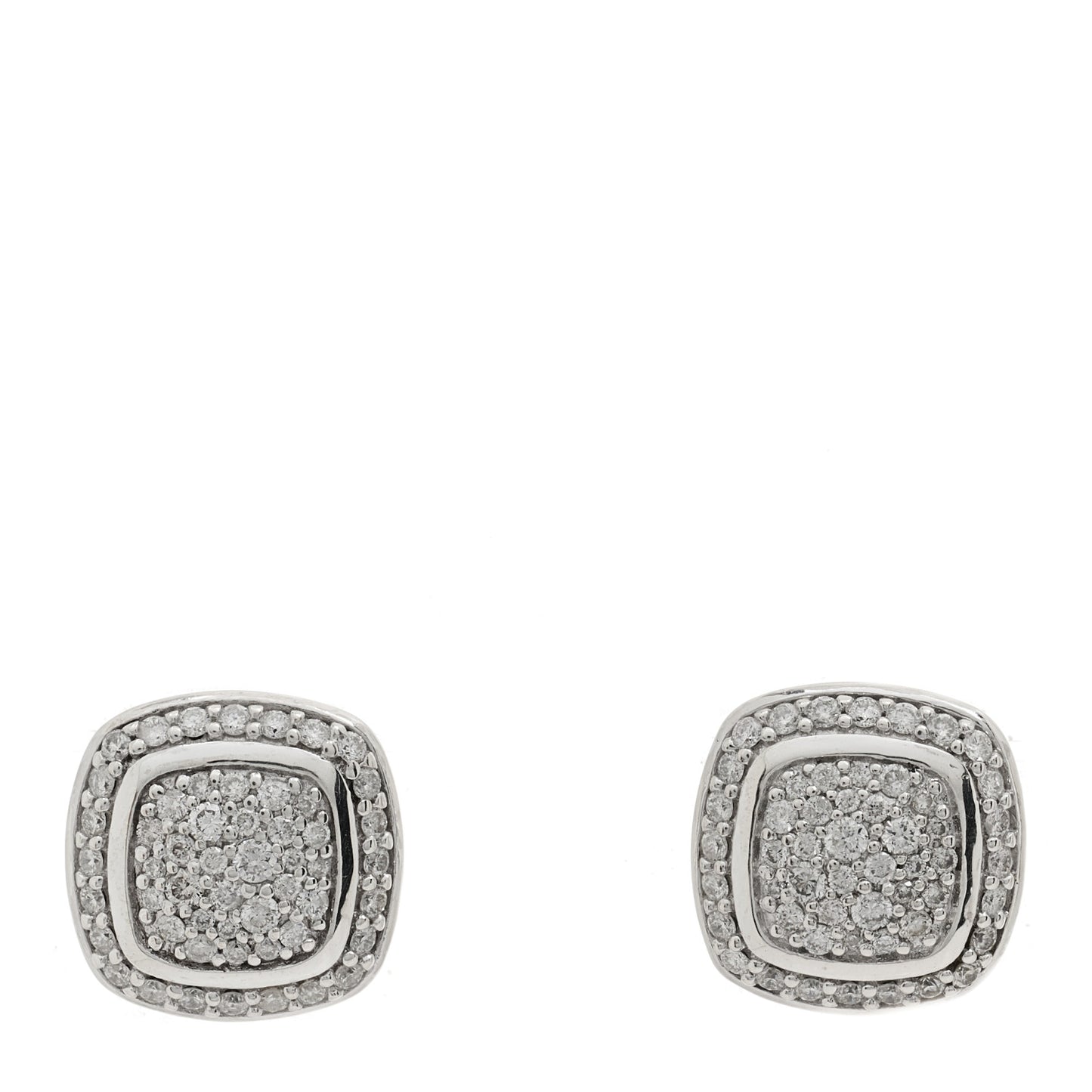 Sterling Silver Diamond 7mm Pave Albion Earrings