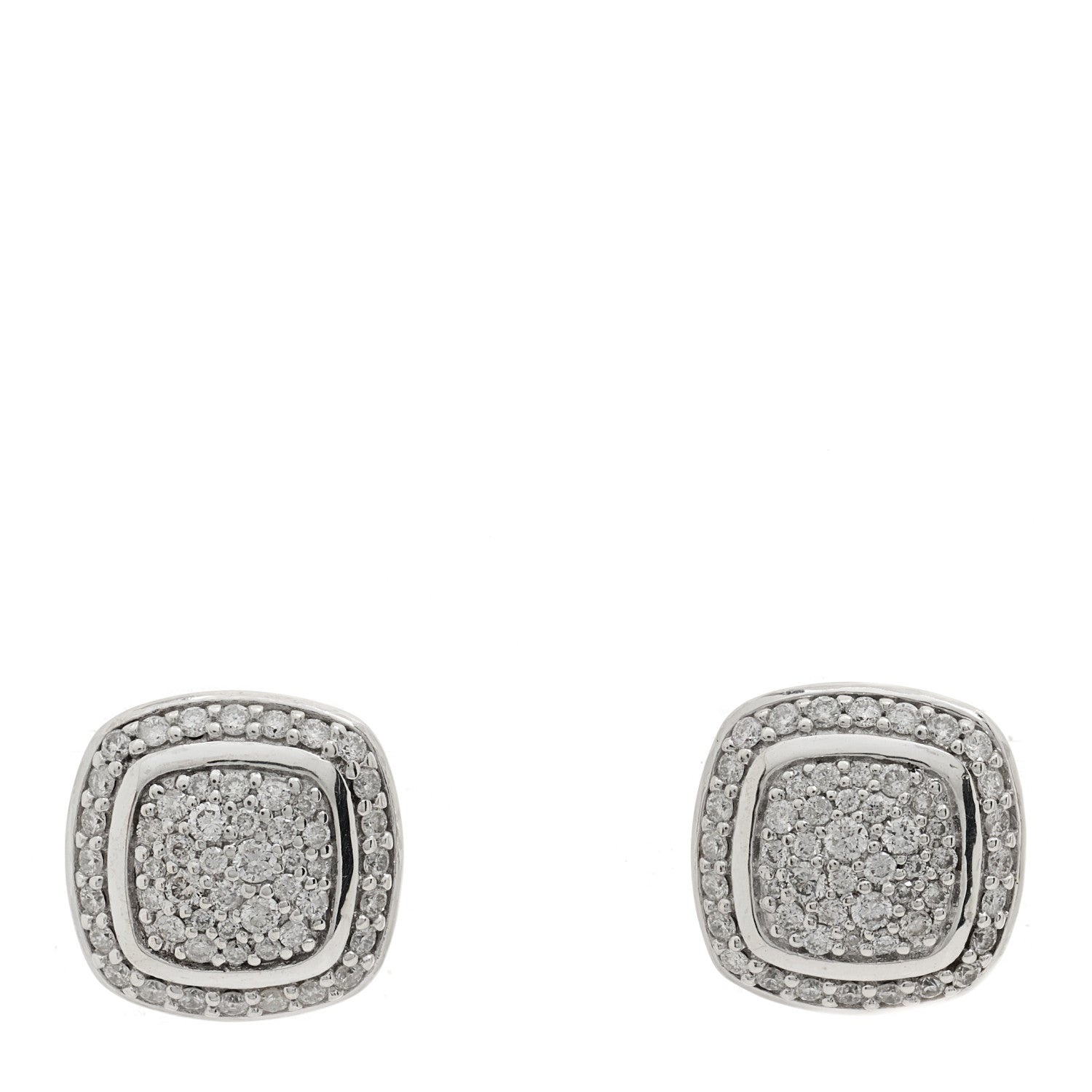 David Yurman Sterling Silver Diamond 7mm Pave Albion Earrings 1 of 3