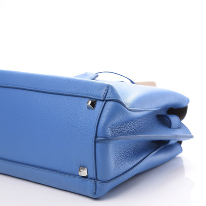 MCM Grained Calfskin Medium Milla Tote Tile Blue 7 of 9