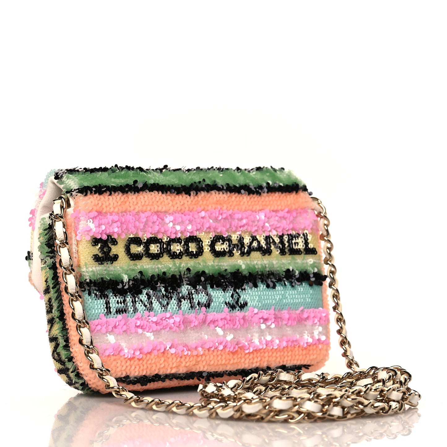 Sequin COCO Clutch With Chain Multicolor