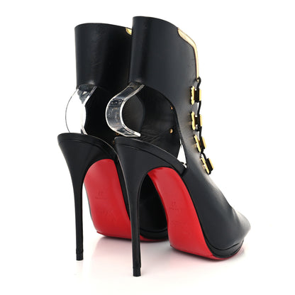 Christian Louboutin Shiny Calfskin Troubida 120 Lace Up Pumps 37 Black Gold 4 of 8
