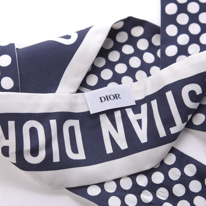 Christian Dior Silk Polka Dot Mitzah Scarf Blue White 4 of 4