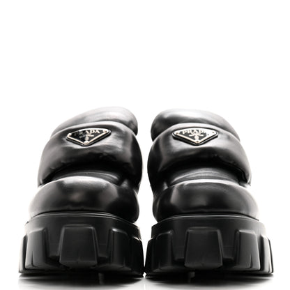 Prada Nappa Soft Metal Triangle Logo Loafers 38.5 Black 2 of 11