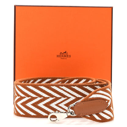 Hermes Toile Swift 50mm Sangle ZigZag Shoulder Strap Gold White 4 of 4