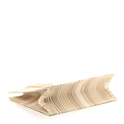 Christian Dior Canvas Embroidered Large Stripes Book Tote Beige 4 of 10