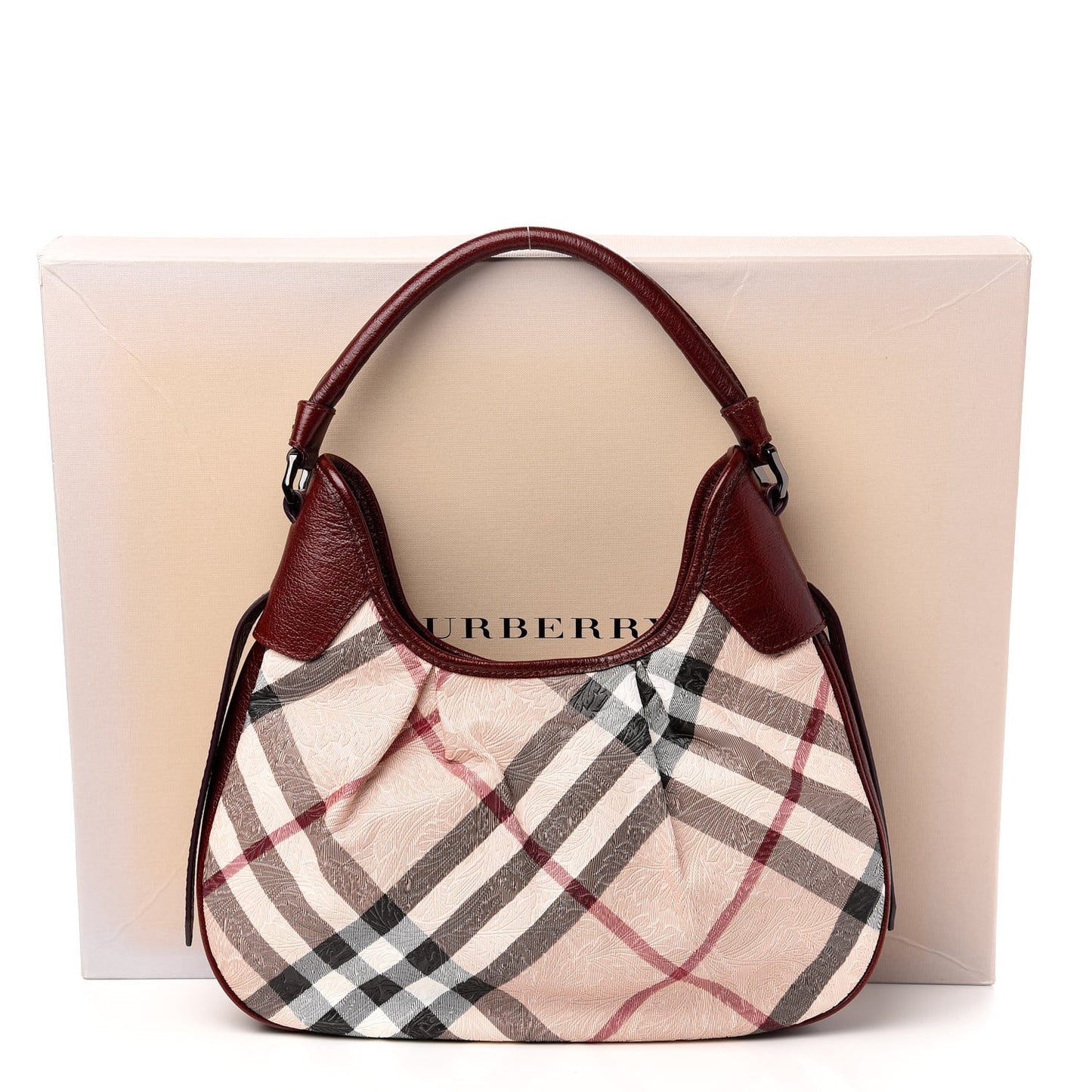 Nova Check Embossed Brooklyn Hobo Burgundy