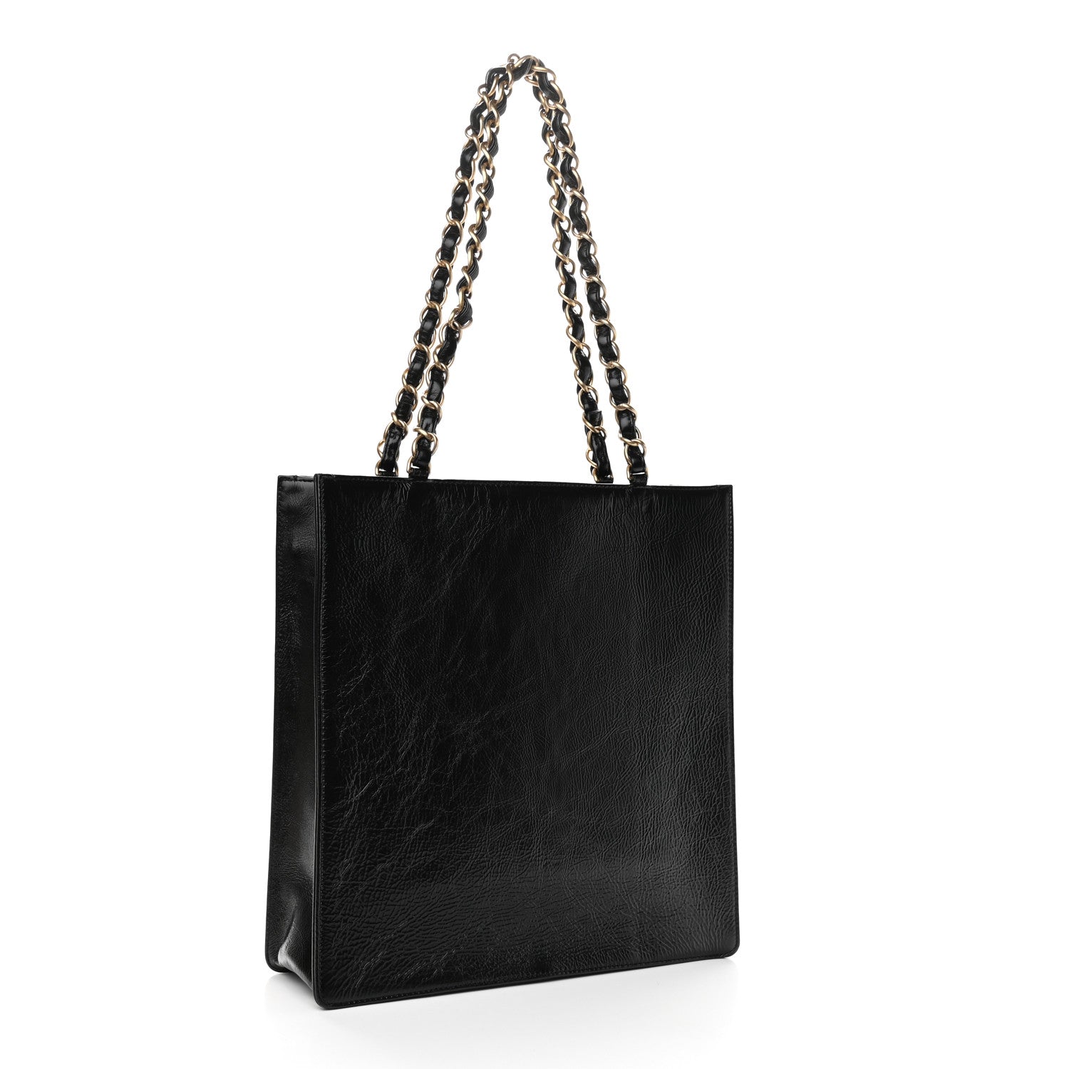 Chanel Shiny Aged Calfskin North South Shopping Bag Black 3 of 9