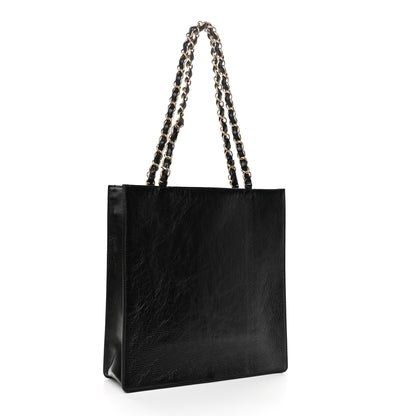 Chanel Shiny Aged Calfskin North South Shopping Bag Black 3 of 9