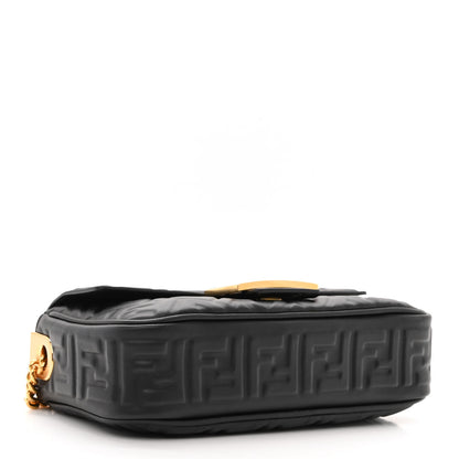Fendi Nappa Small FF Embossed Midi Chain Baguette Black 4 of 11