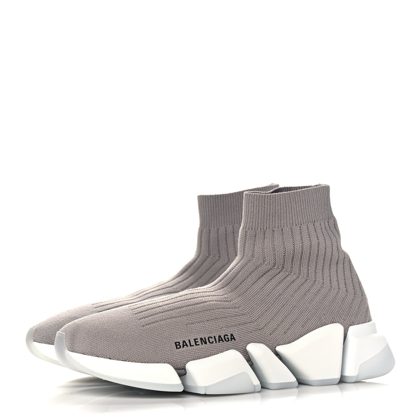 Ribbed Knit Womens Speed 2.0 Transparent Sole Sneakers 40 Baltic Grey White