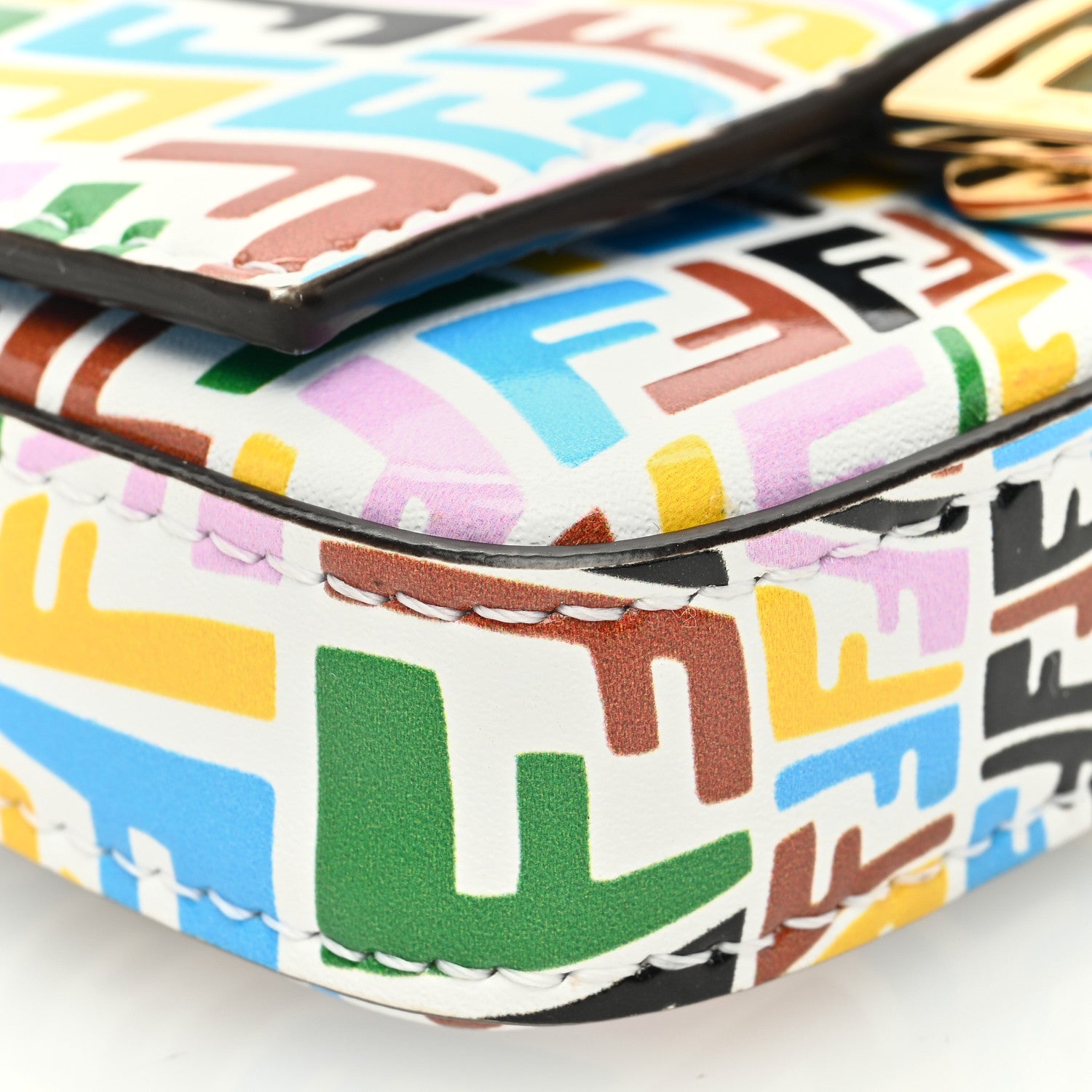 Fendi X SARAH COLEMAN Vitello Liberty Ceylon Micro FF Fish Eye Embossed Nano Baguette Charm Multicolor Cyber Blue 8 of 9