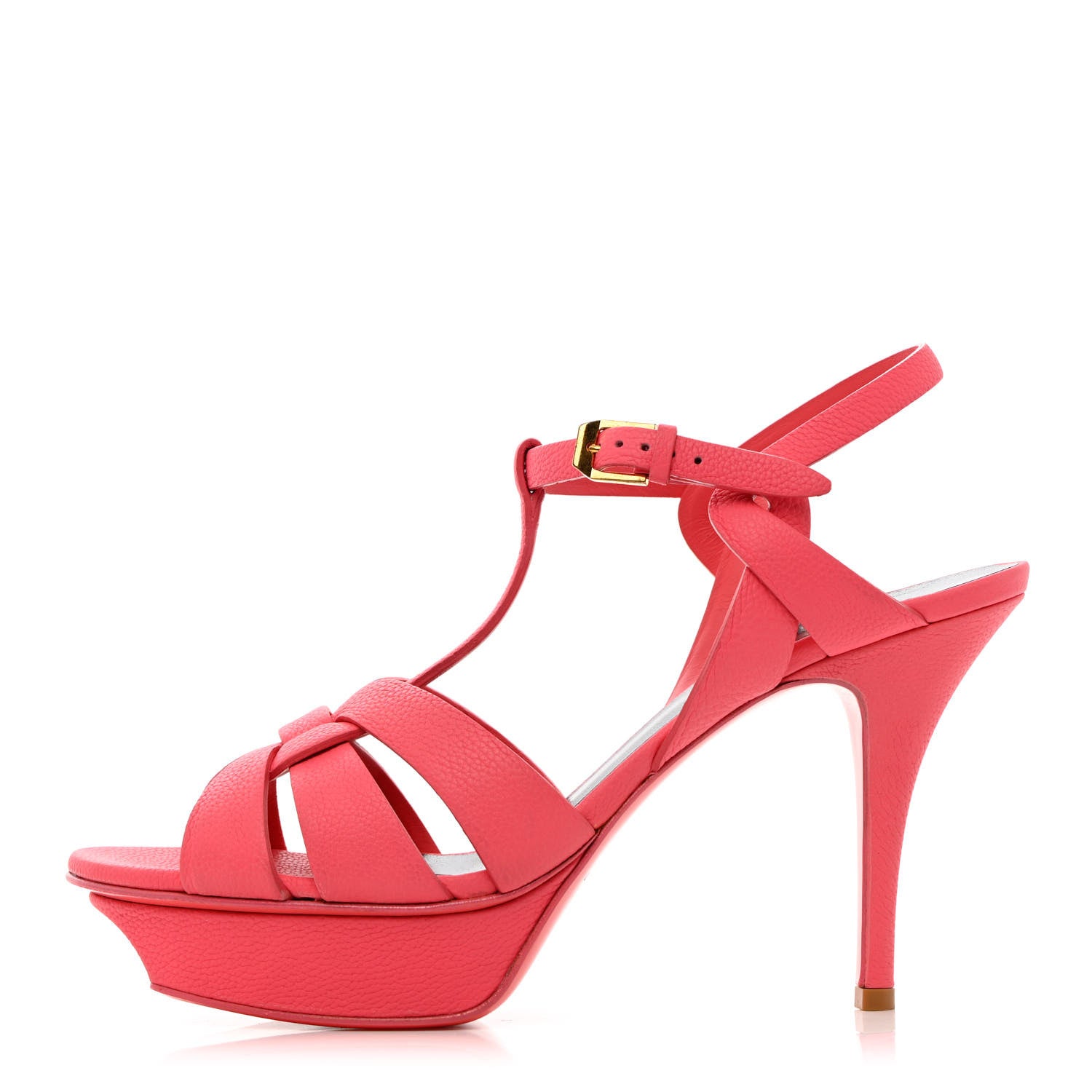Saint Laurent Grained Calfskin Tribute 75 Platform Sandals 39.5 Rose Clair 1 of 16