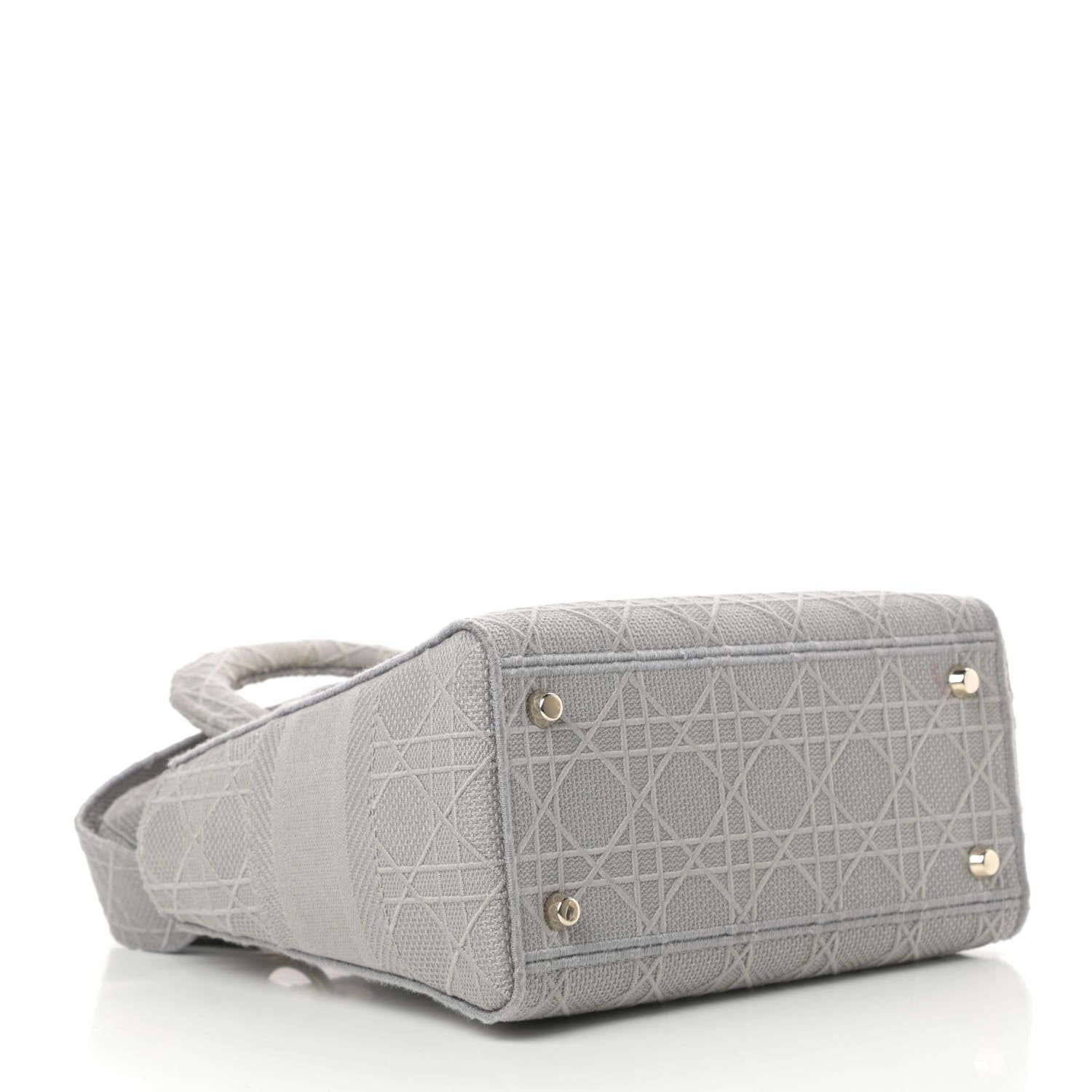 Christian Dior Canvas Embroidered Cannage Medium Lady D-Lite Gray 4 of 12