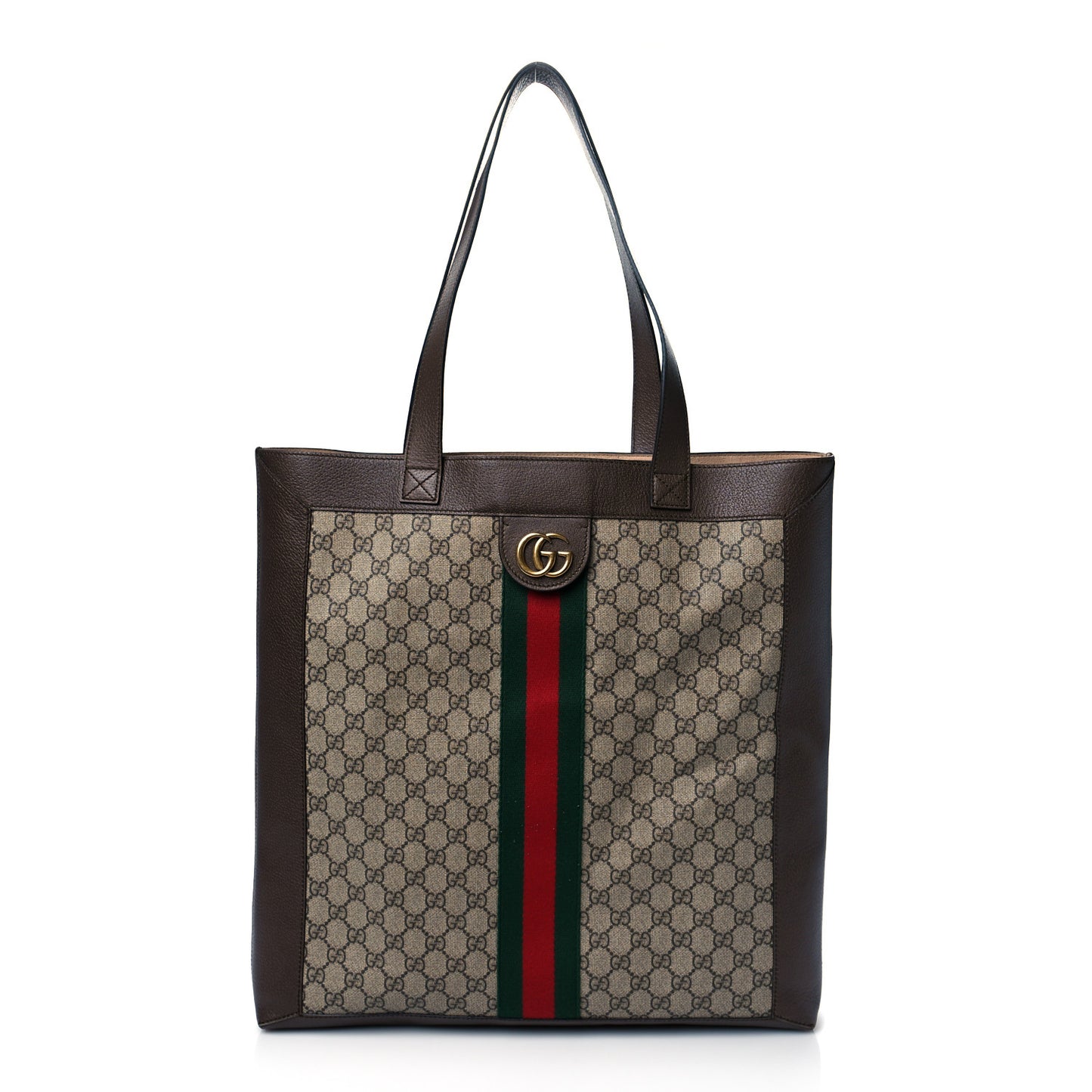 GG Supreme Monogram Web Large Ophidia Vertical Shopping Tote Brown