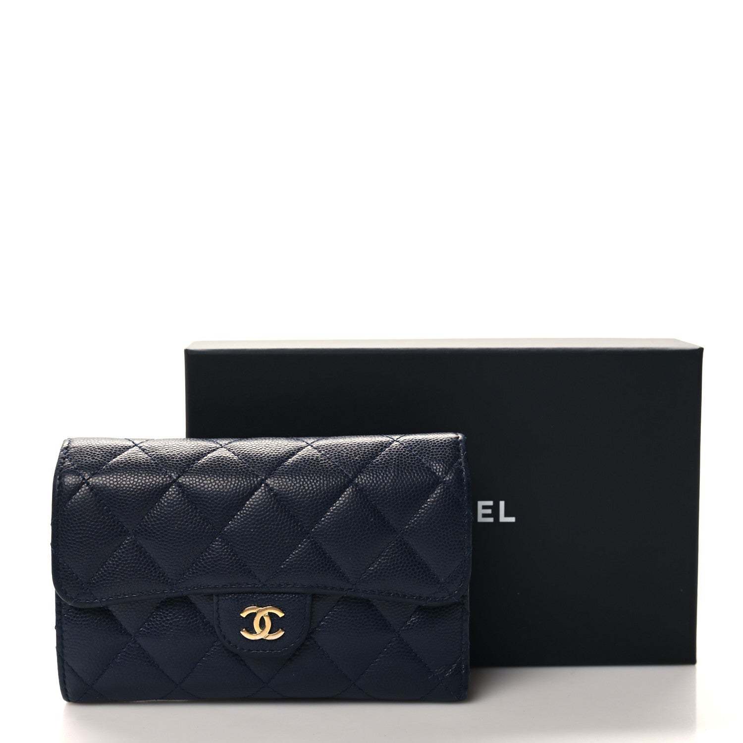 Chanel Caviar Quilted Medium Flap Wallet Dark Blue 9 of 9