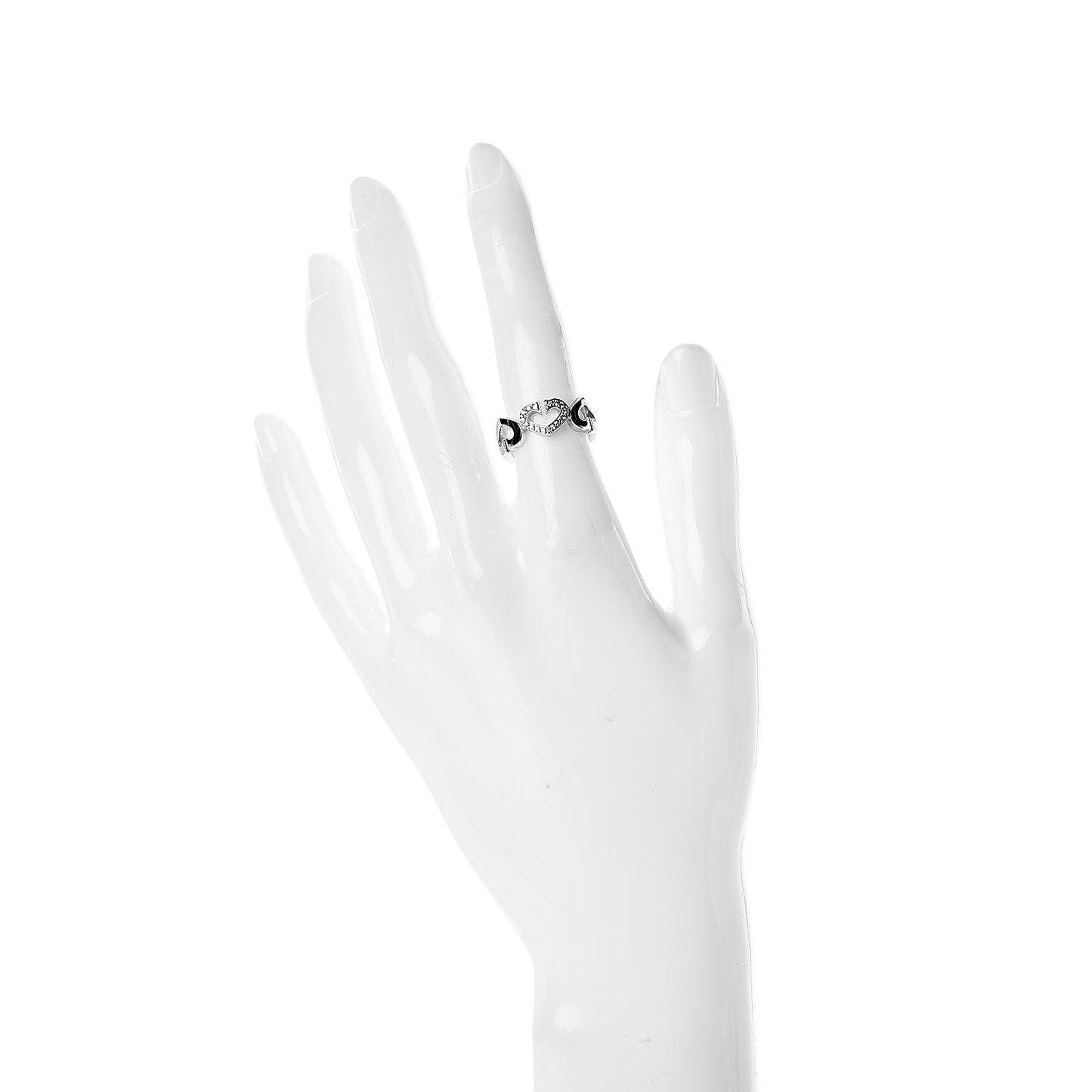 18K White Gold Diamond Hearts and Symbols Ring 48 4.5