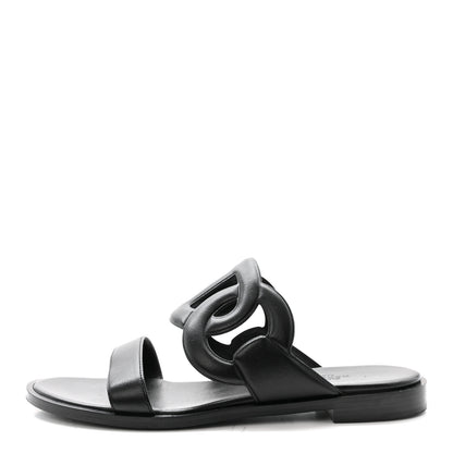 Hermes Nappa Lagune Sandals 38 Black 1 of 9