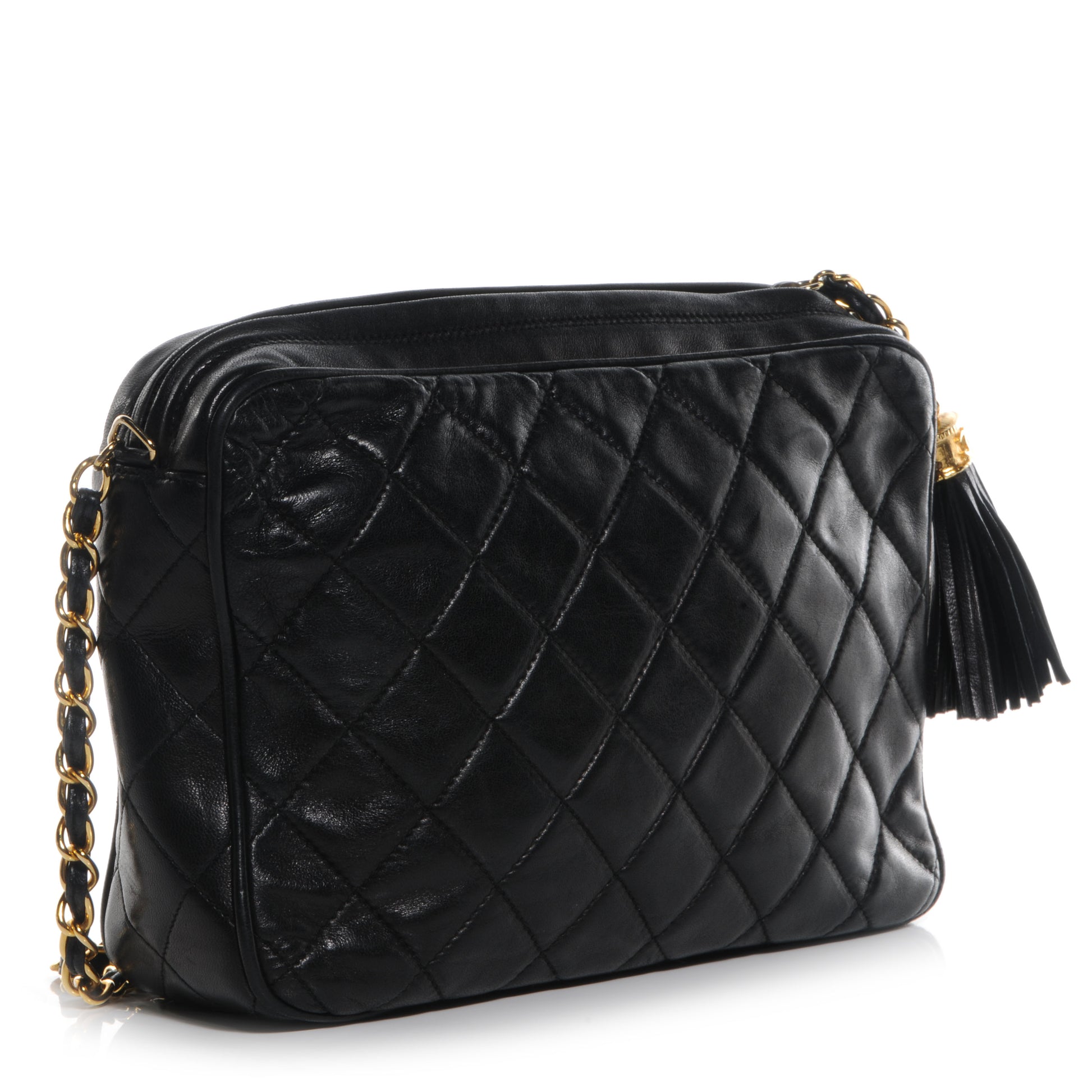 Chanel Lambskin Quilted Tassel Camera Case Black 3 of 7