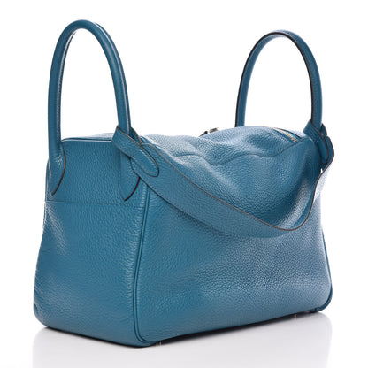 Hermes Taurillon Clemence Lindy 30 Bleu Izmir 3 of 12