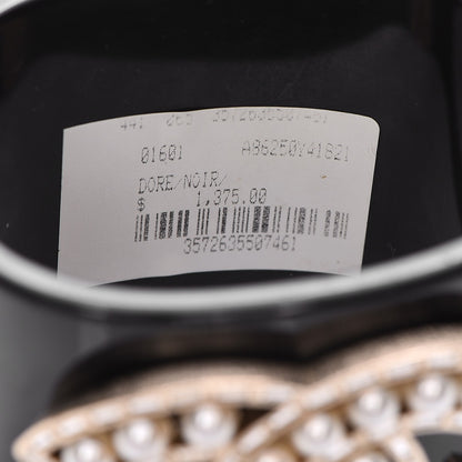 Chanel Resin Pearl Crystal CC Cuff Black 6 of 6