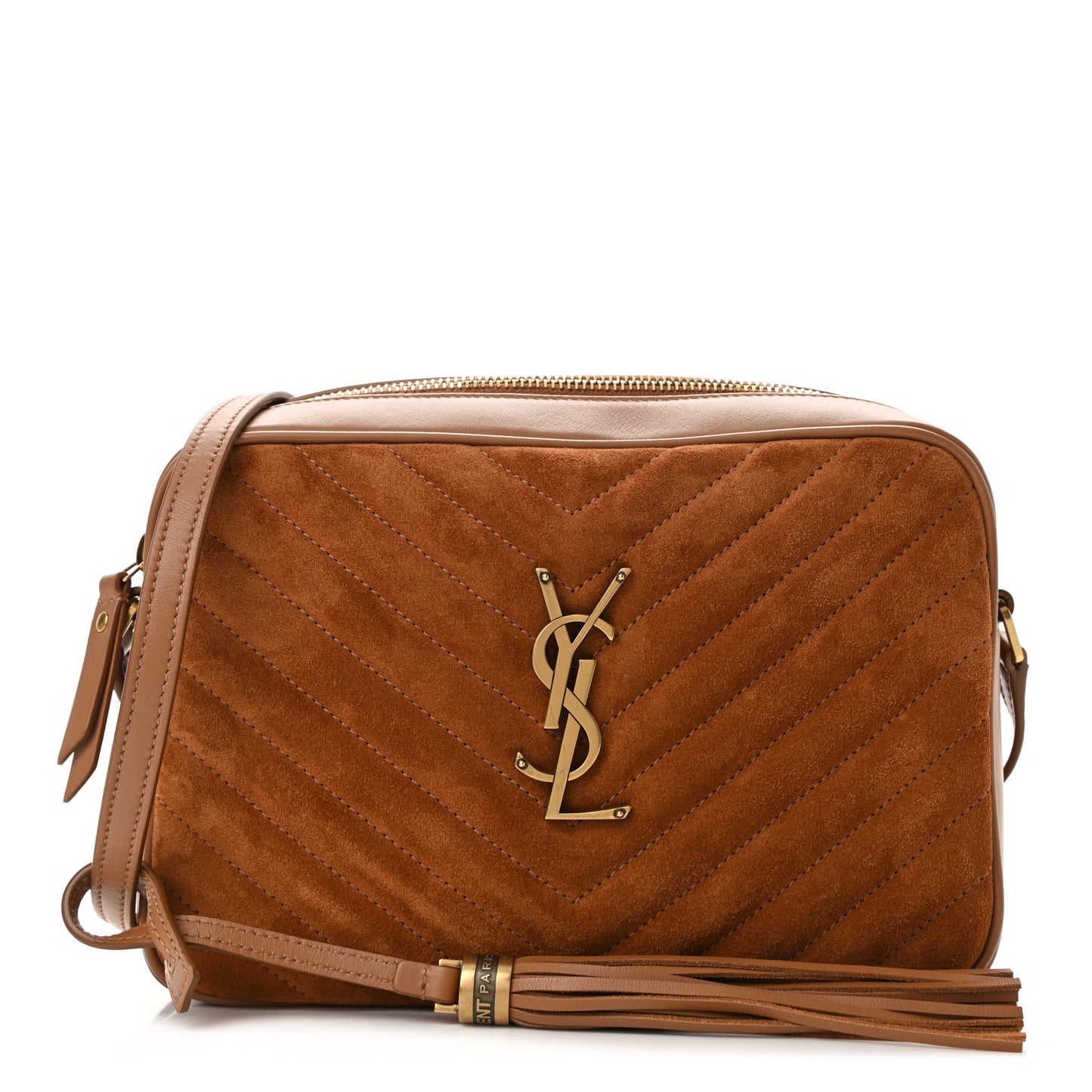 Suede Matelasse Monogram Lou Camera Bag Cinnamon