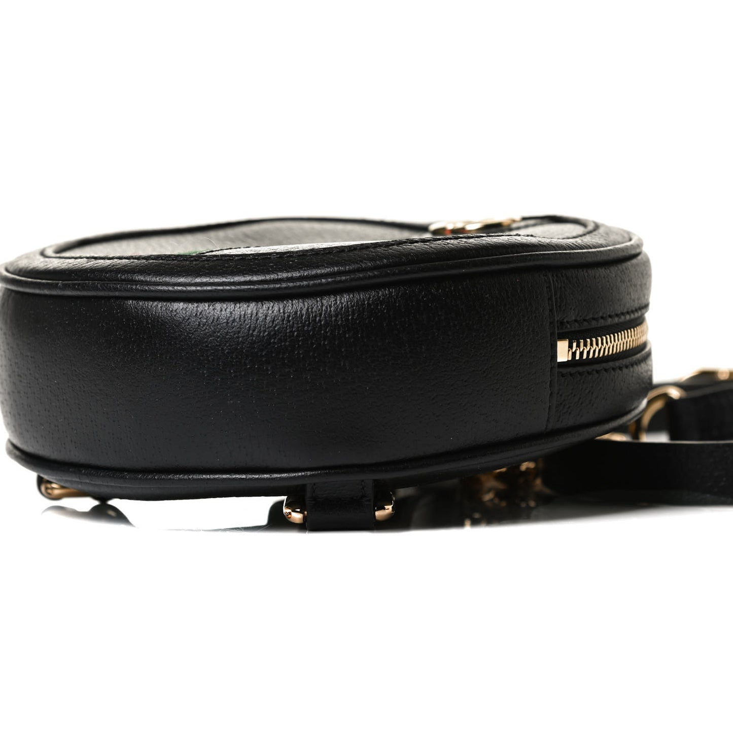 Grained Calfskin Web Mini Ophidia Round Backpack Black