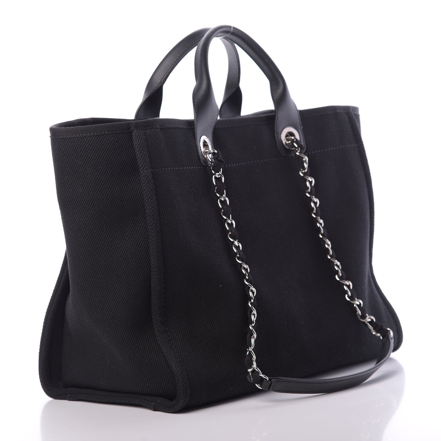 Chanel Canvas Pearl Medium Deauville Tote Black 3 of 16