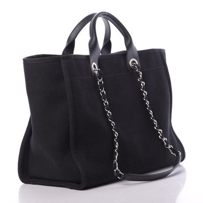 Chanel Canvas Pearl Medium Deauville Tote Black 3 of 16
