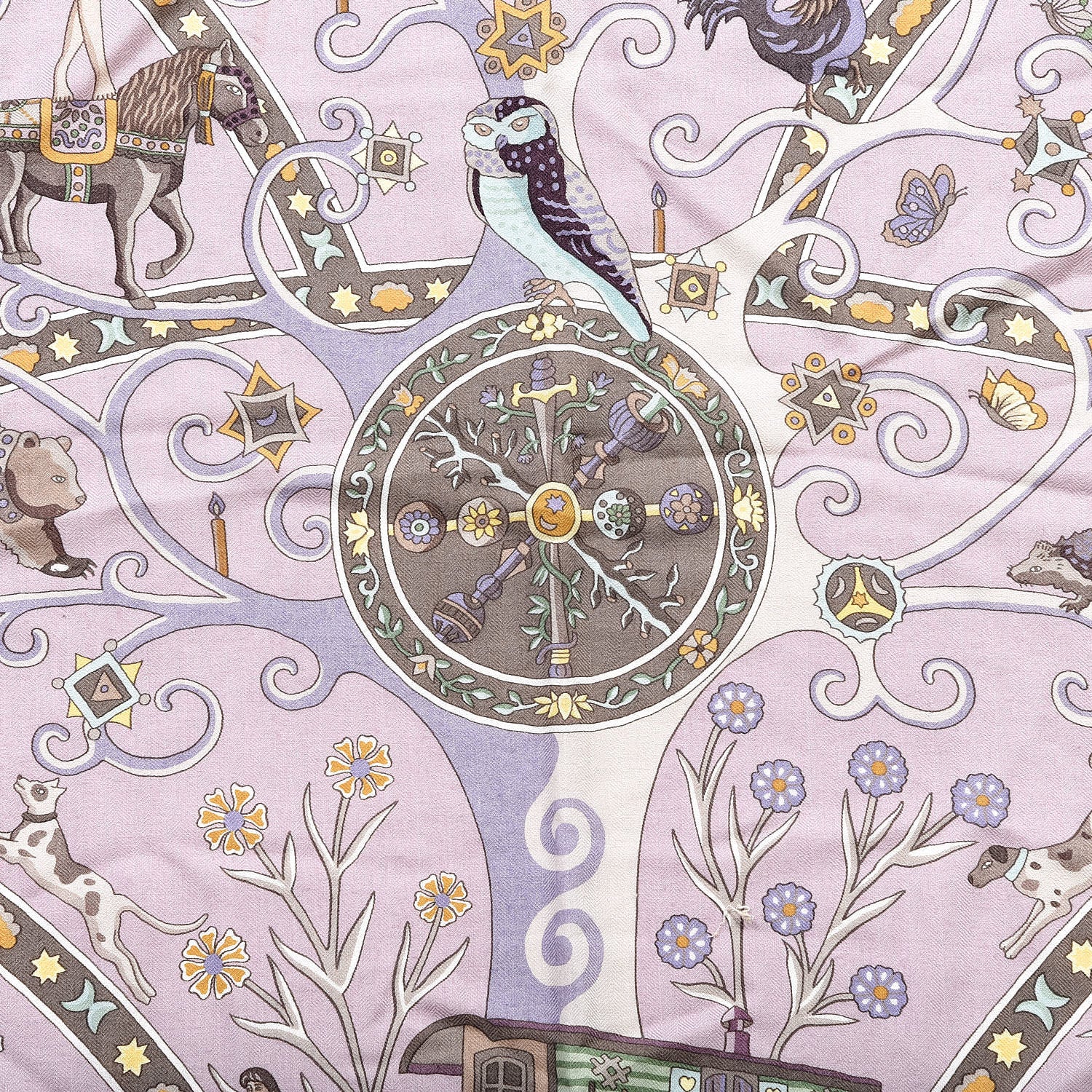 Hermes Cashmere Silk Peuple Du Vent Shawl 140 4 of 8