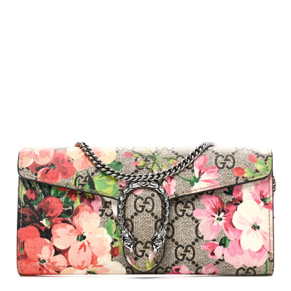 Gucci GG Supreme Monogram Blooms Dionysus Chain Clutch Wallet Beige Multicolor Dry Rose 1 of 9
