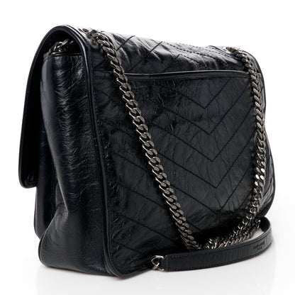 Saint Laurent Crinkled Calfskin Matelasse Monogram Large Niki Chain Satchel Black 3 of 11