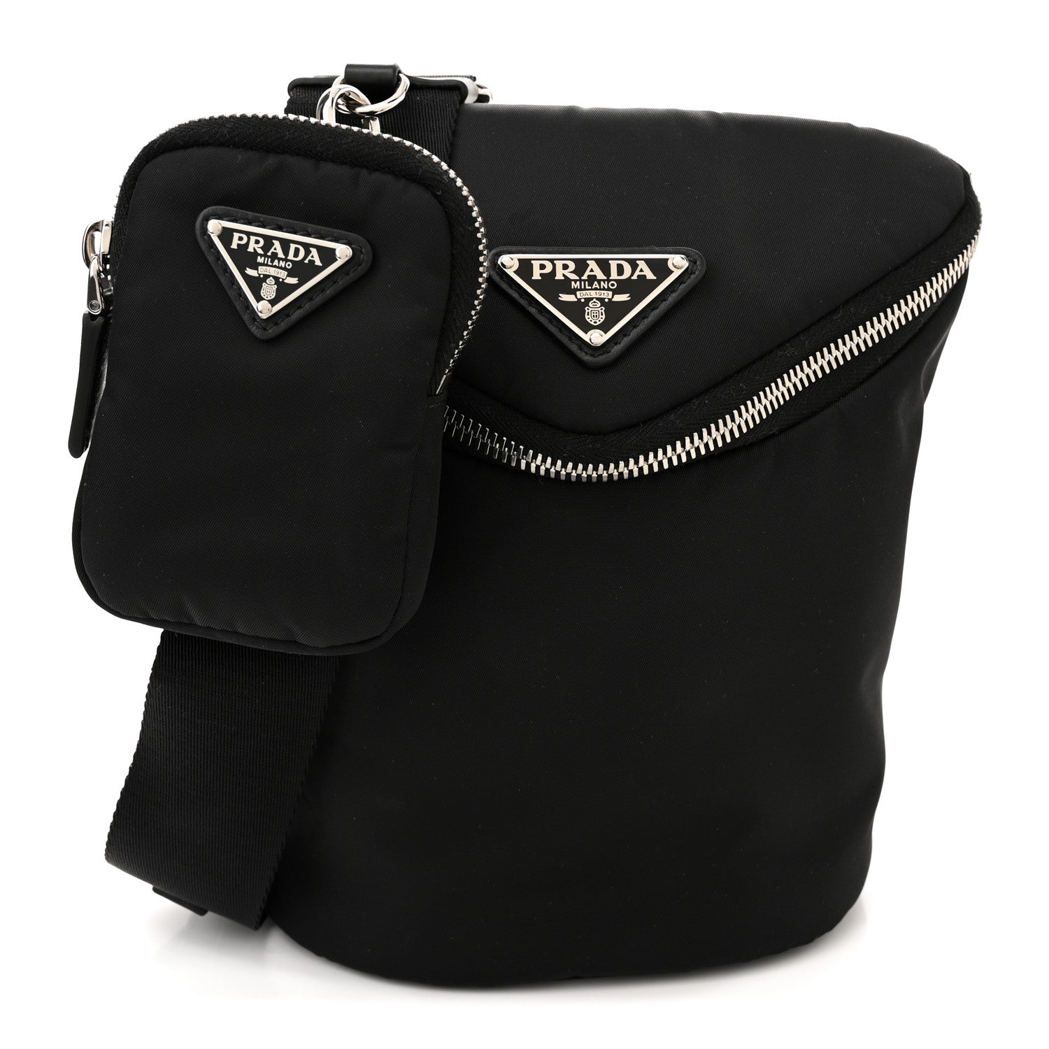 Prada Re-Nylon Tessuto Zipped Triangle Crossbody Bag Black 1 of 9