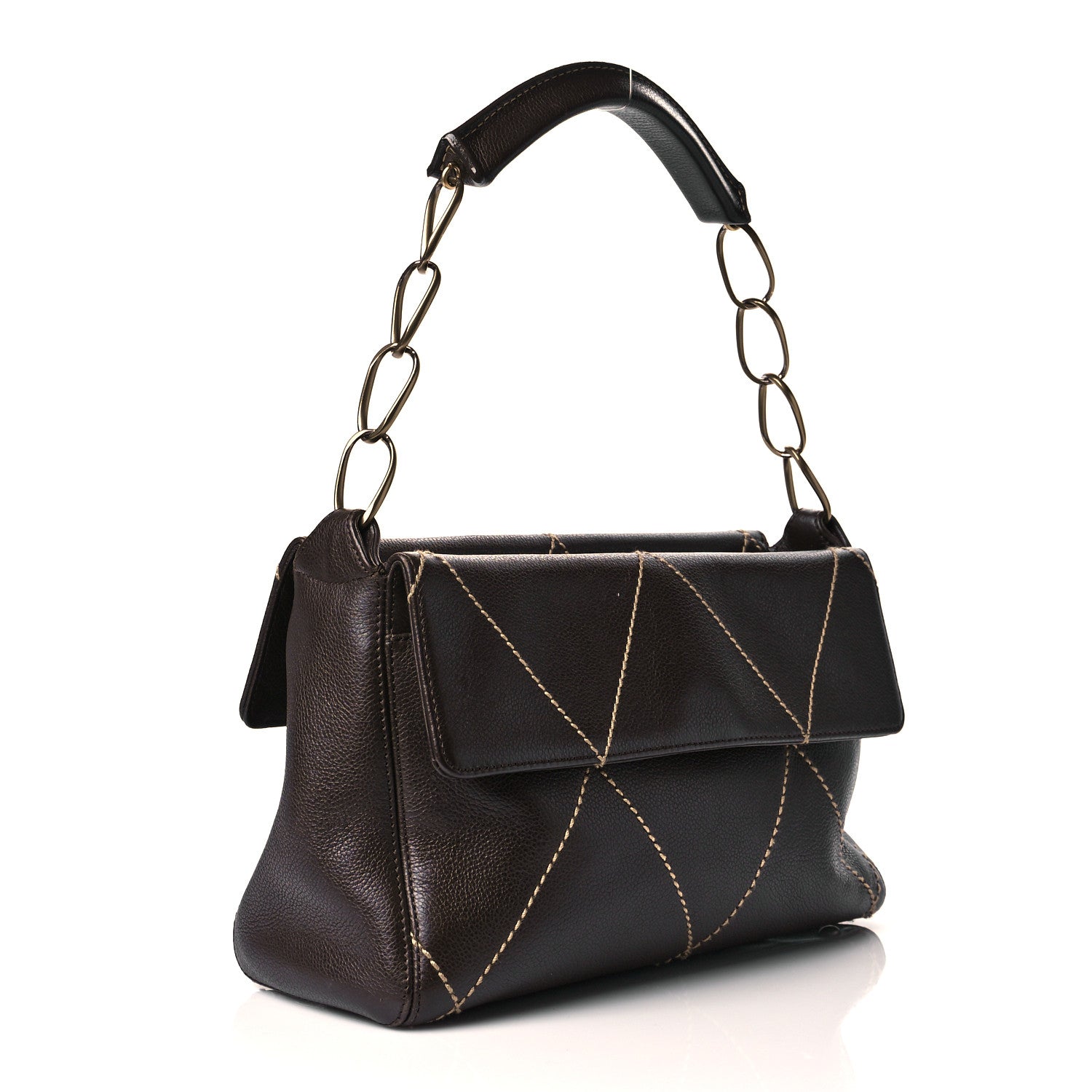 Chanel Calfskin Diamond Stitch Surpique Flap Bag Dark Brown 3 of 10