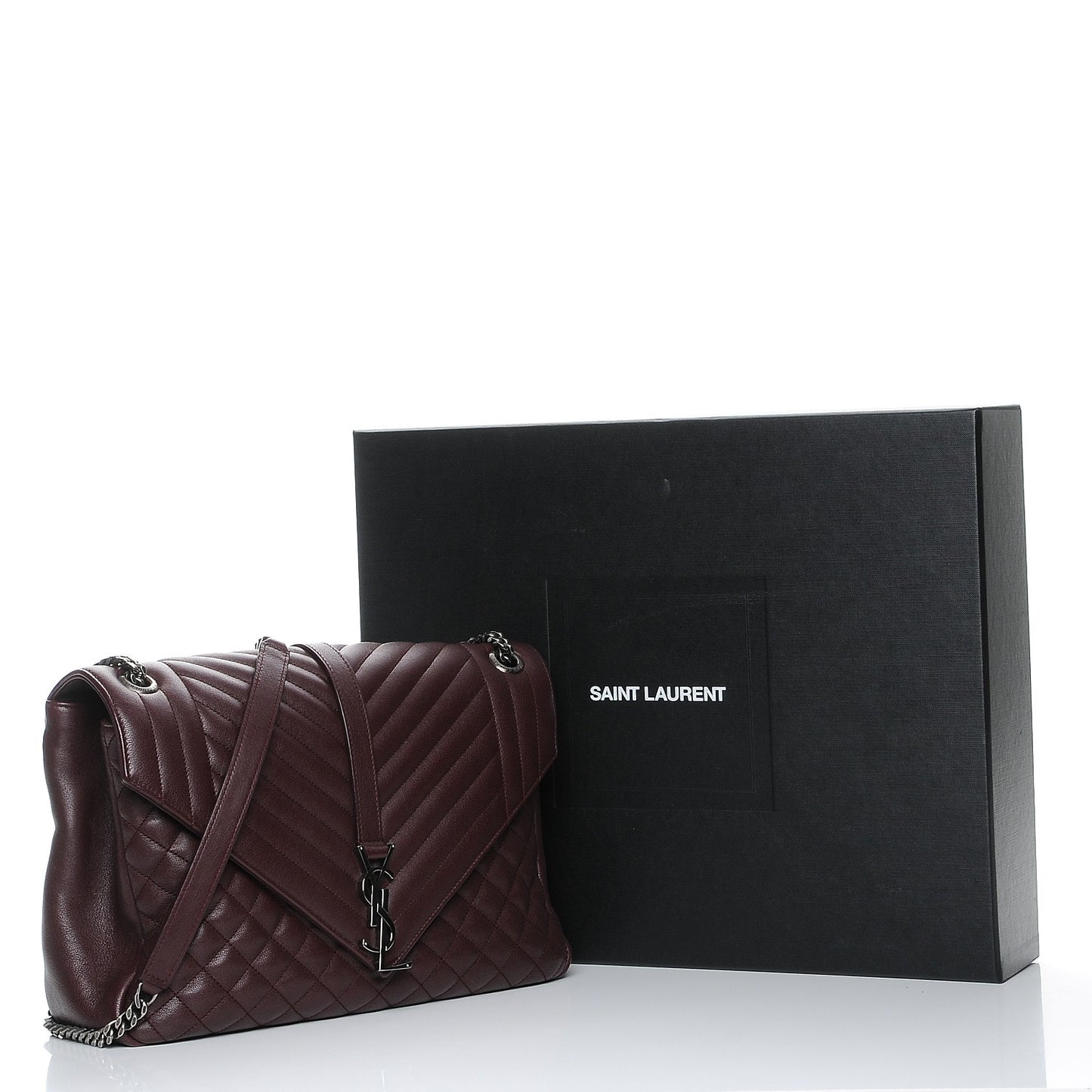 Calfskin Mixed Matelasse Triquilt Large Monogram Envelope Satchel Bordeaux