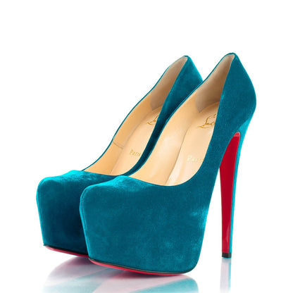 Christian Louboutin Suede Daffodile 160 Pumps 38.5 Peacock 3 of 8