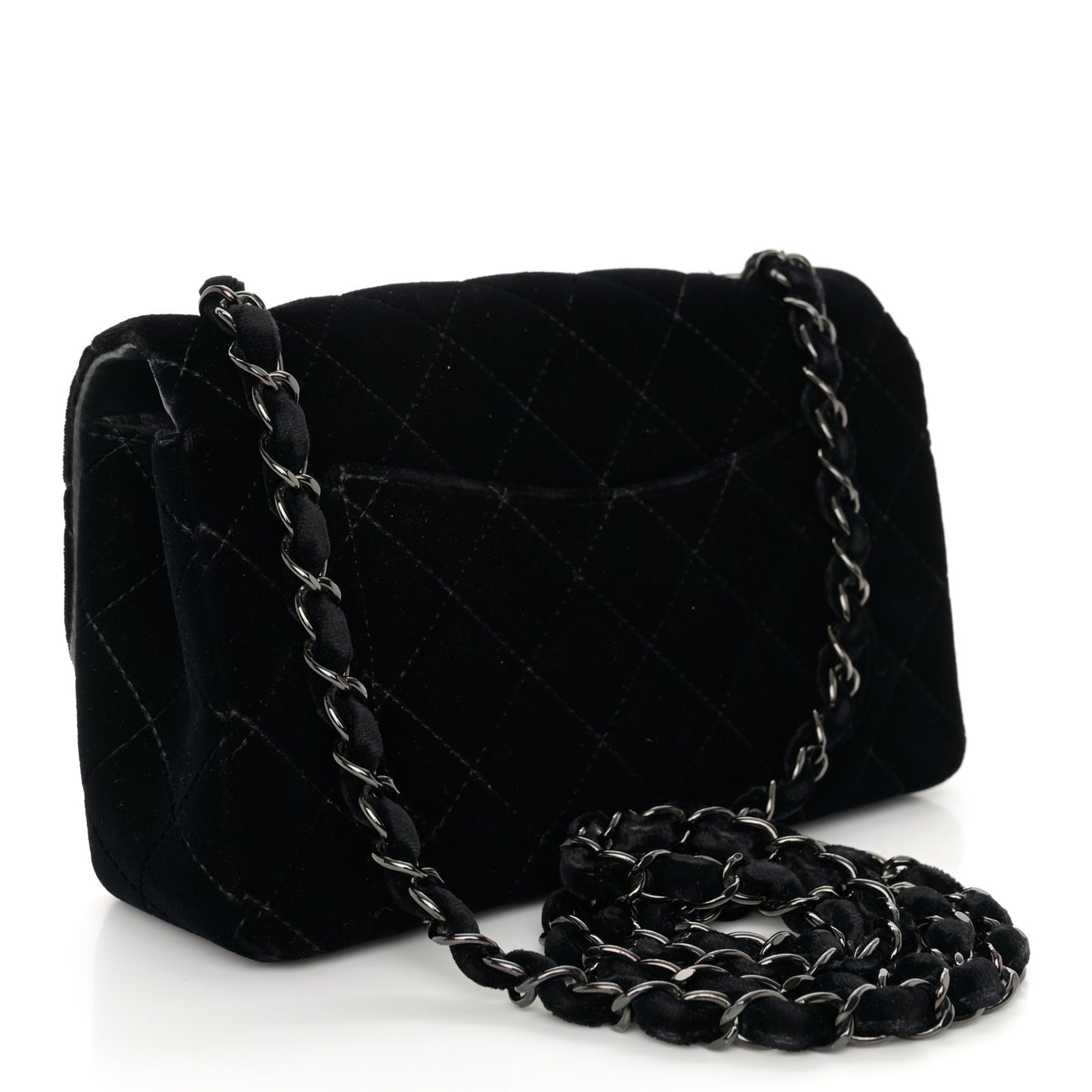 Velvet Quilted Mini Rectangular Flap So Black