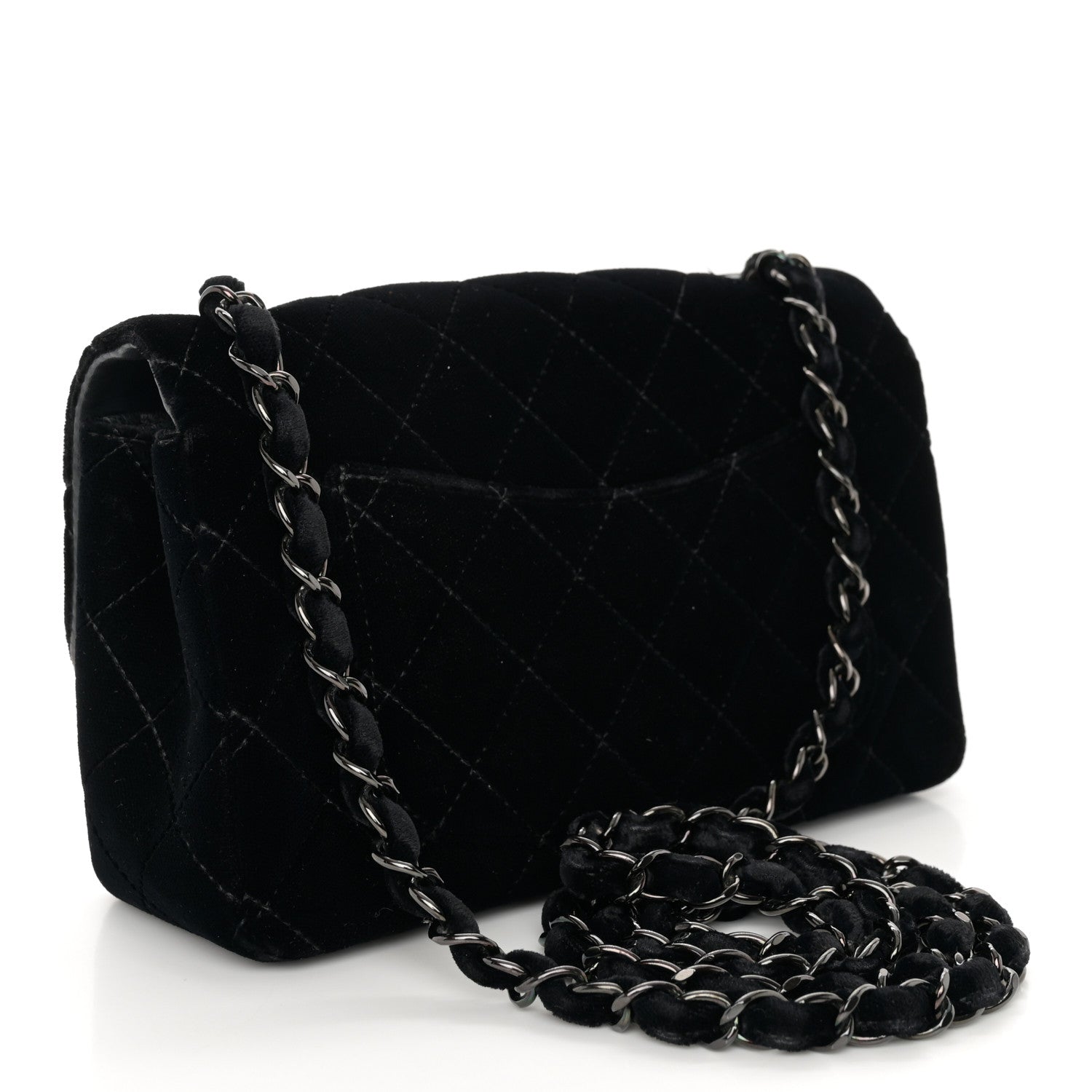 Chanel Velvet Quilted Mini Rectangular Flap So Black 3 of 11