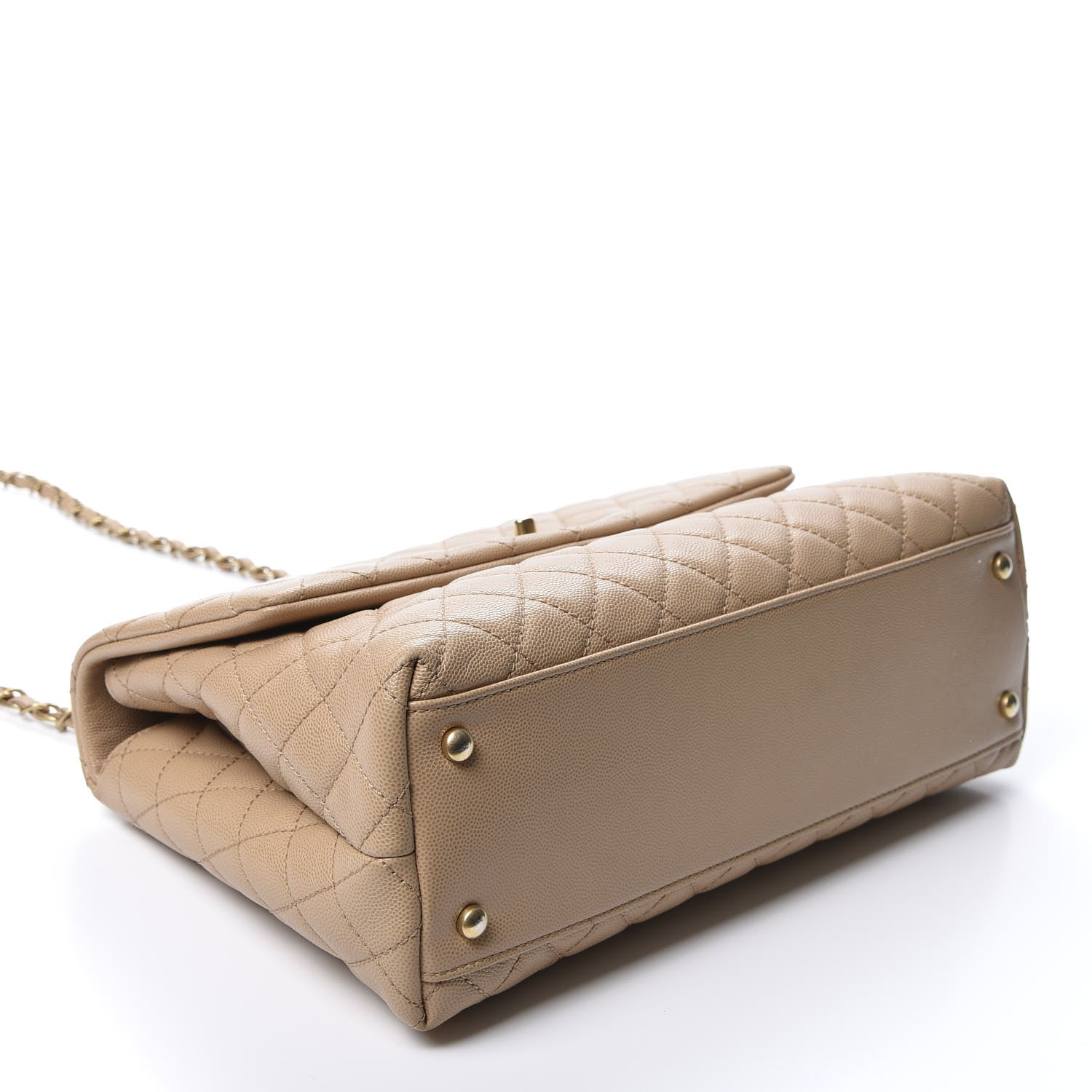 Chanel Caviar Quilted Medium Coco Handle Flap Light Beige 3 of 10