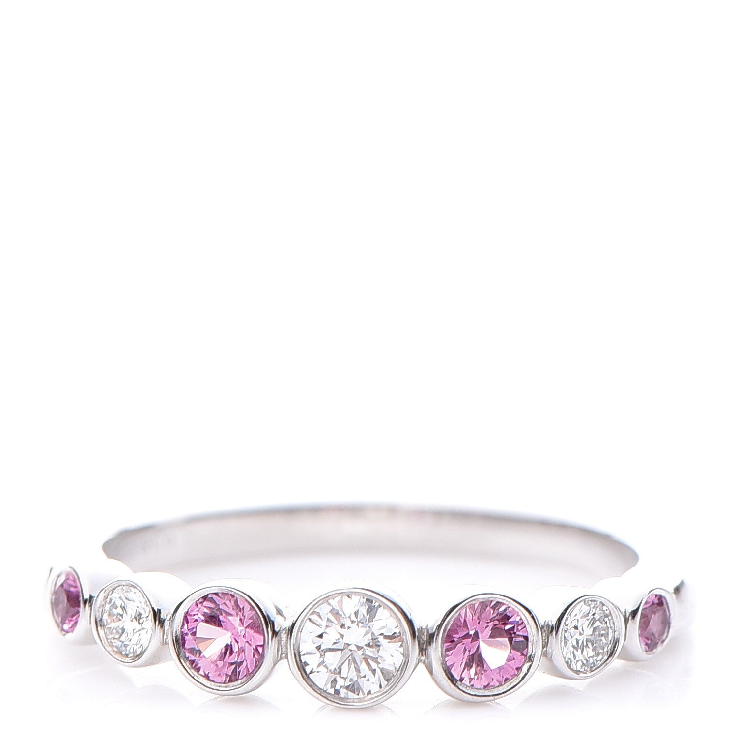 Tiffany Platinum Diamond Pink Sapphire Jazz Ring 52.5 6.25 1 of 8