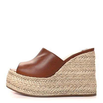 Christian Louboutin Calfskin Ariella Zeppa 130 Espadrille Sandals 40 Cuoio 1 of 8