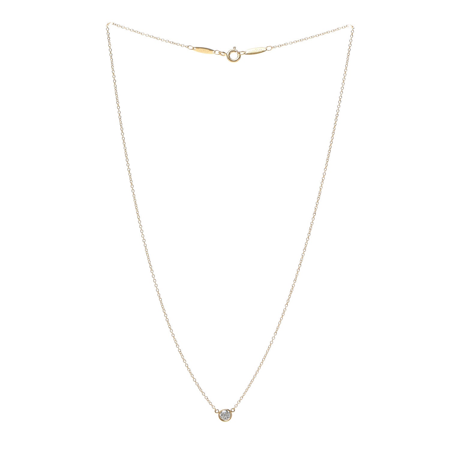 Tiffany 18K Yellow Gold Diamond .22ct Elsa Peretti Diamonds by the Yard Pendant Necklace 3 of 6