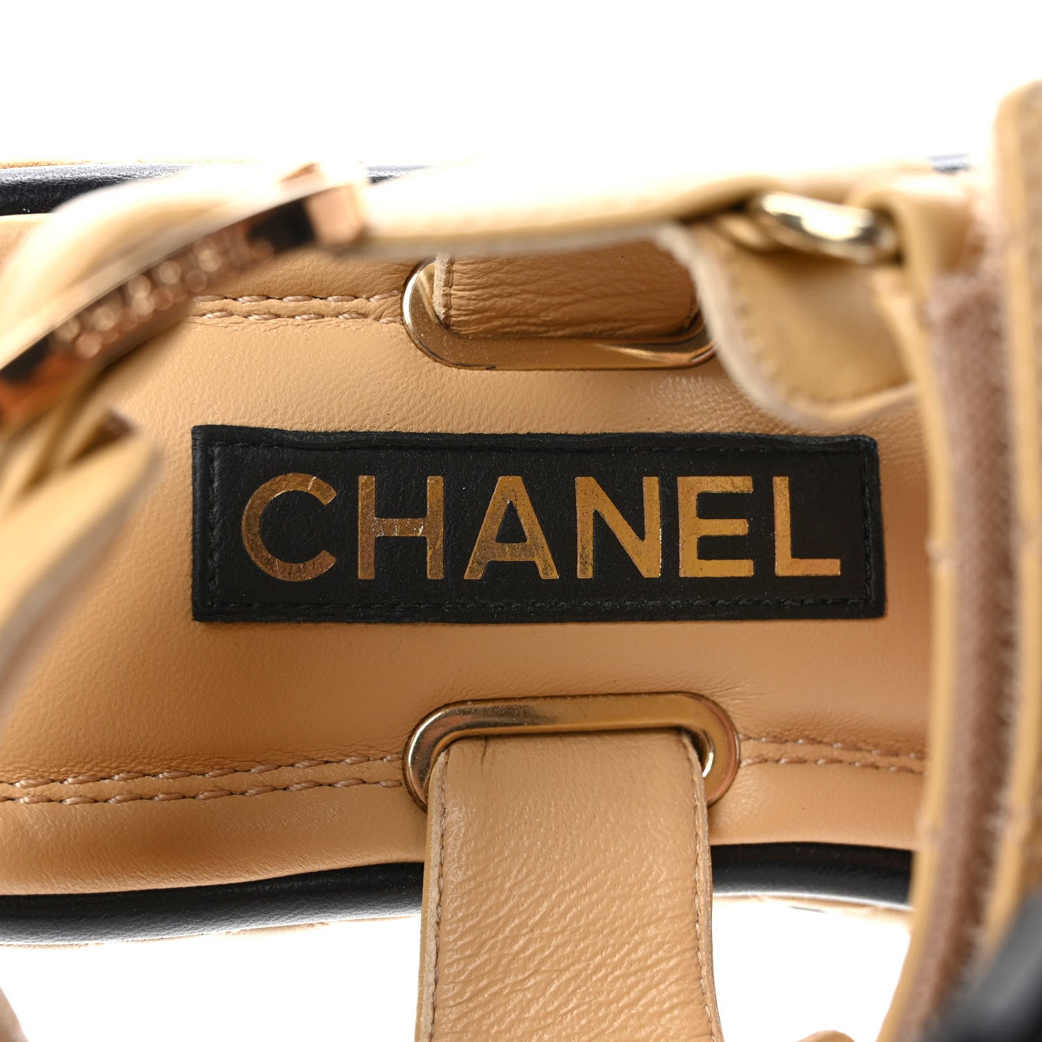 Chanel Lambskin Quilted Platform Sandals 36 Beige Black 8 of 9